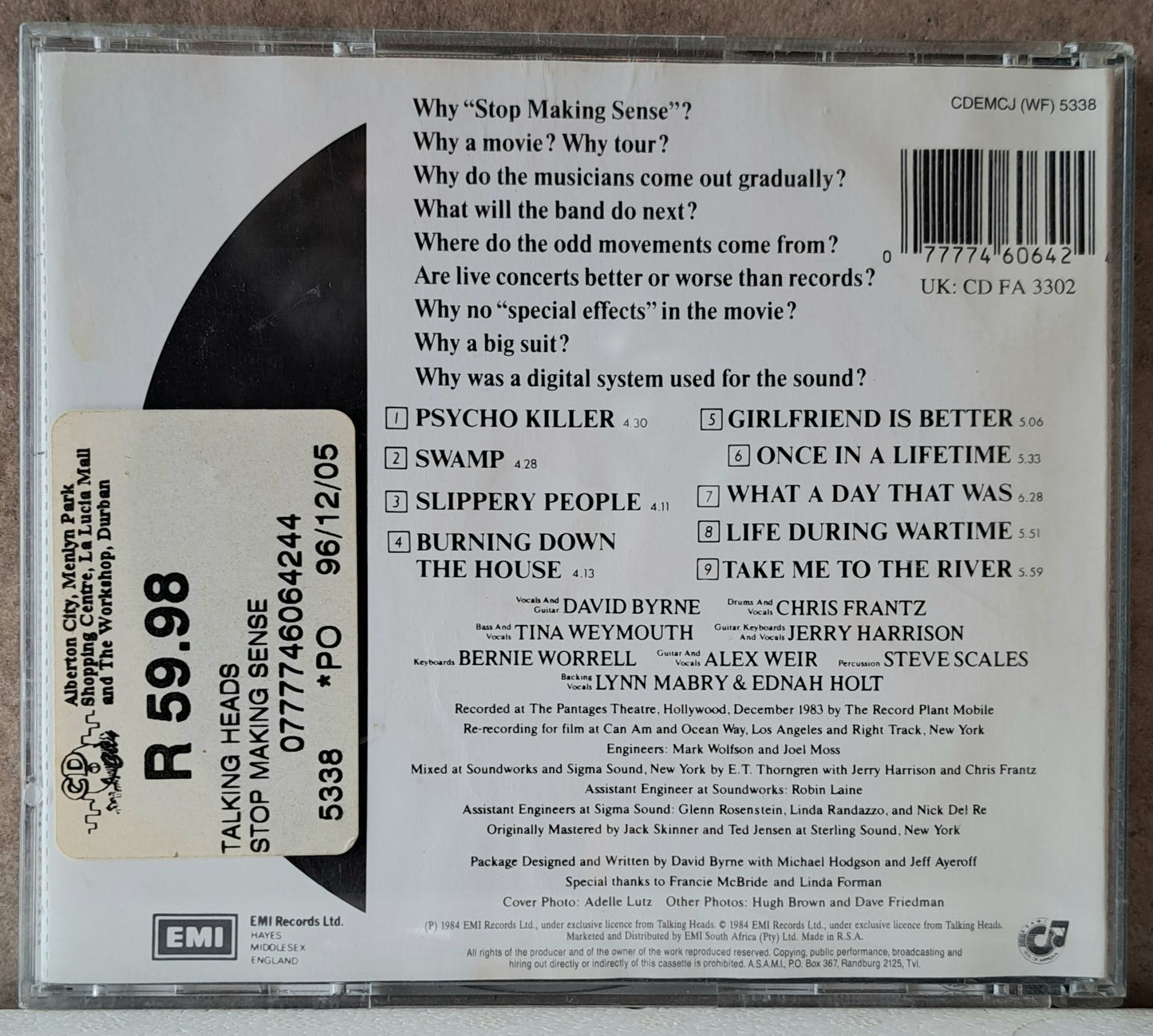 Talking Heads - Stop making sense (cd)