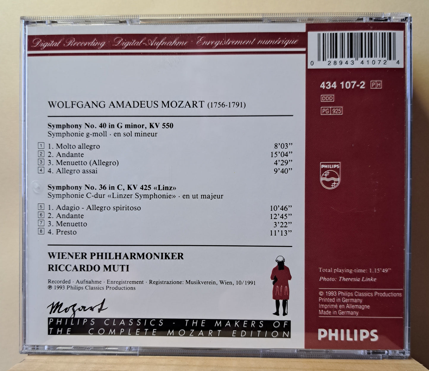 Riccardo Muti with the Wiener Philharmoniker - Mozart symphonies nr.36 & 40 (cd)