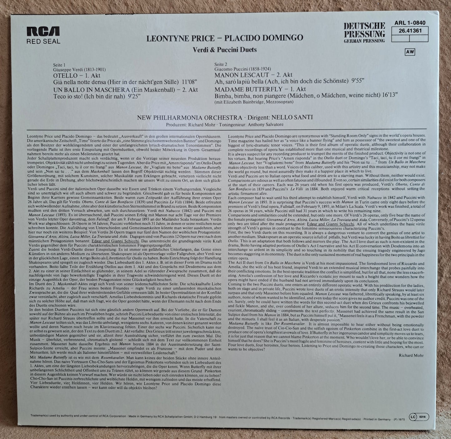 Leontyne Price & Placido Domingo - Verdi & Puccini duets