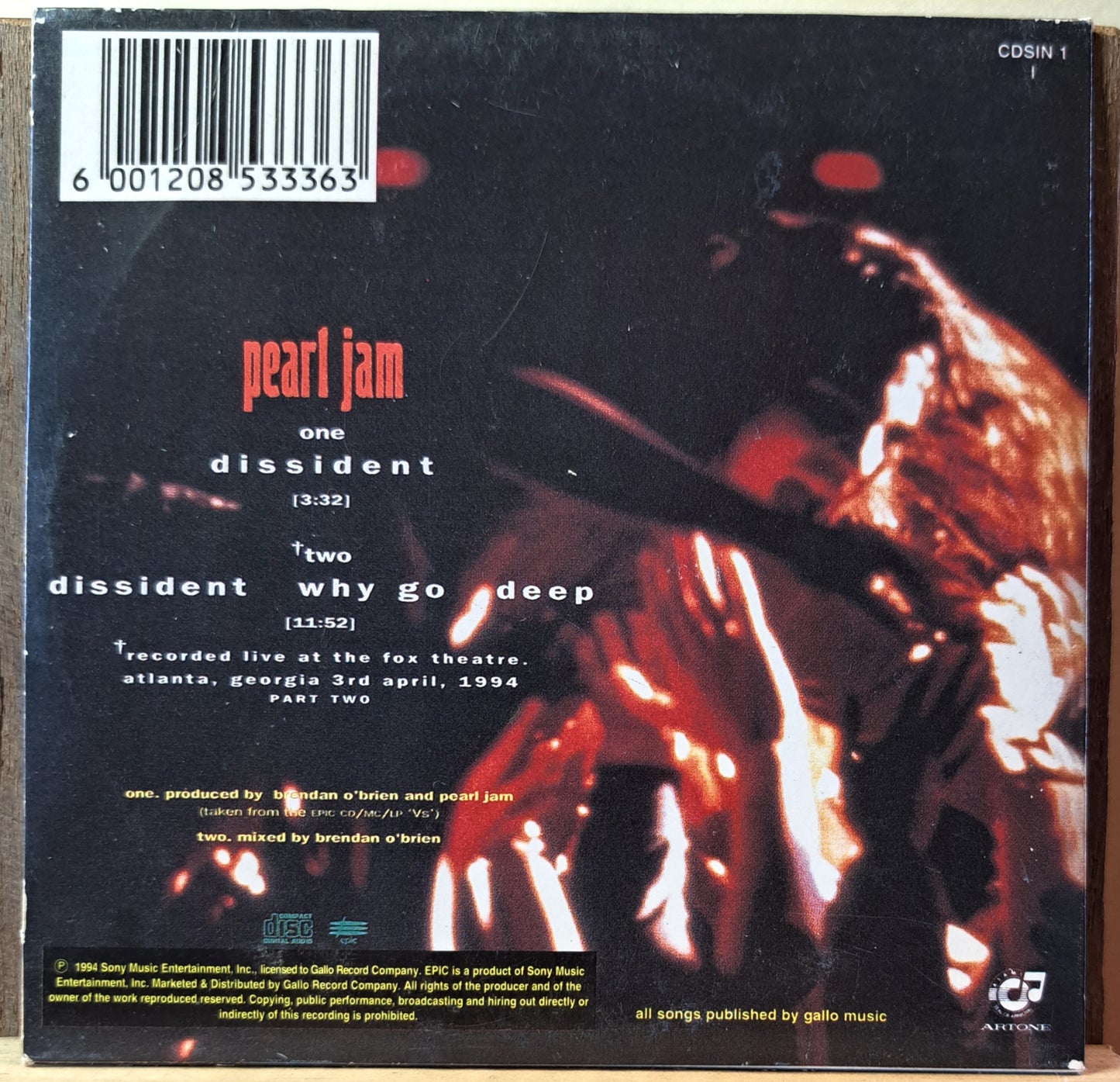 Pearl Jam - Dissident (cd single)