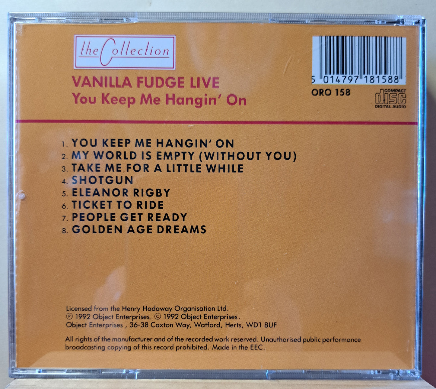 Vanilla Fudge - Live (You keep me hanging on) cd
