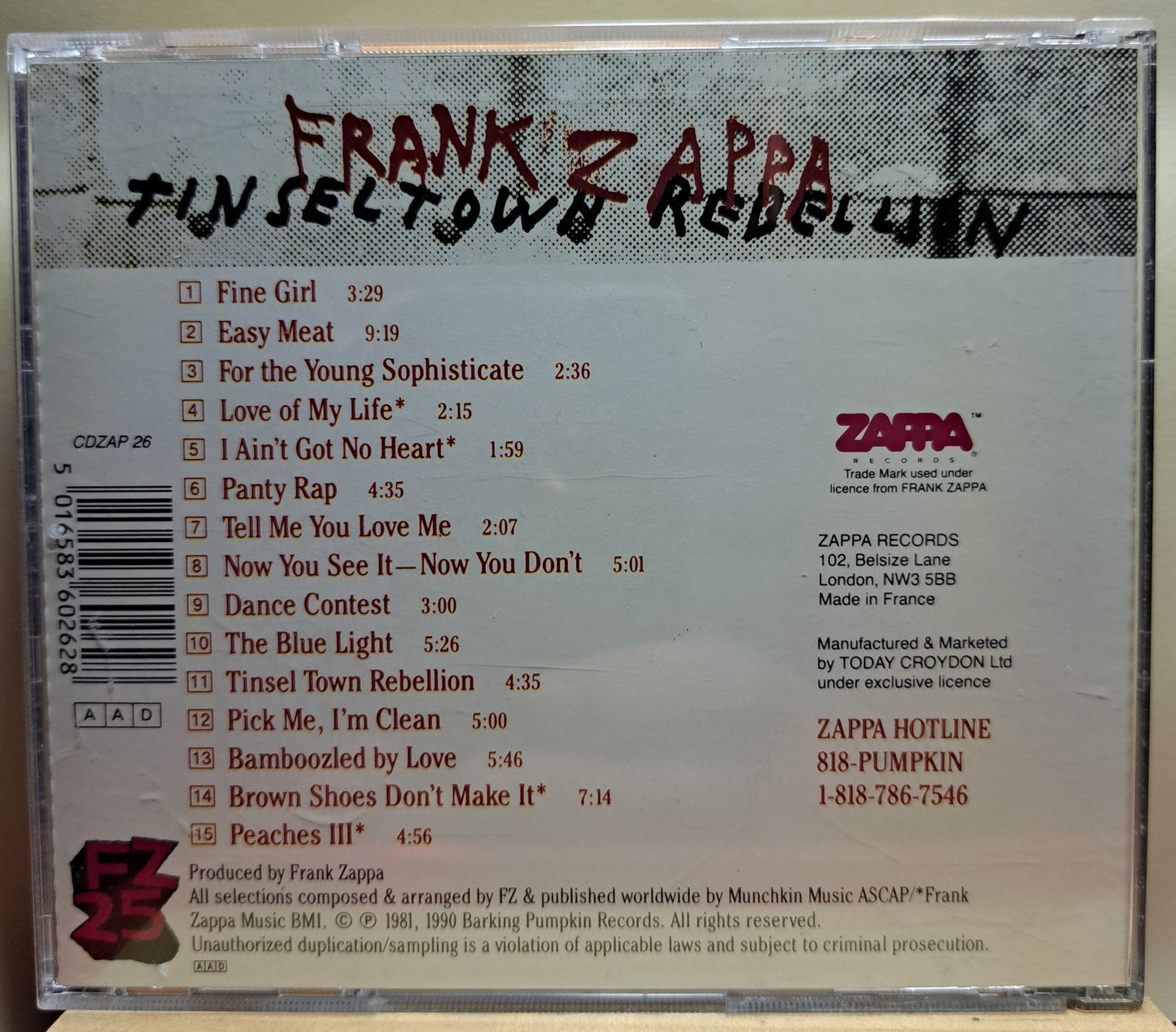Frank Zappa - Tinseltown Rebellion (cd)