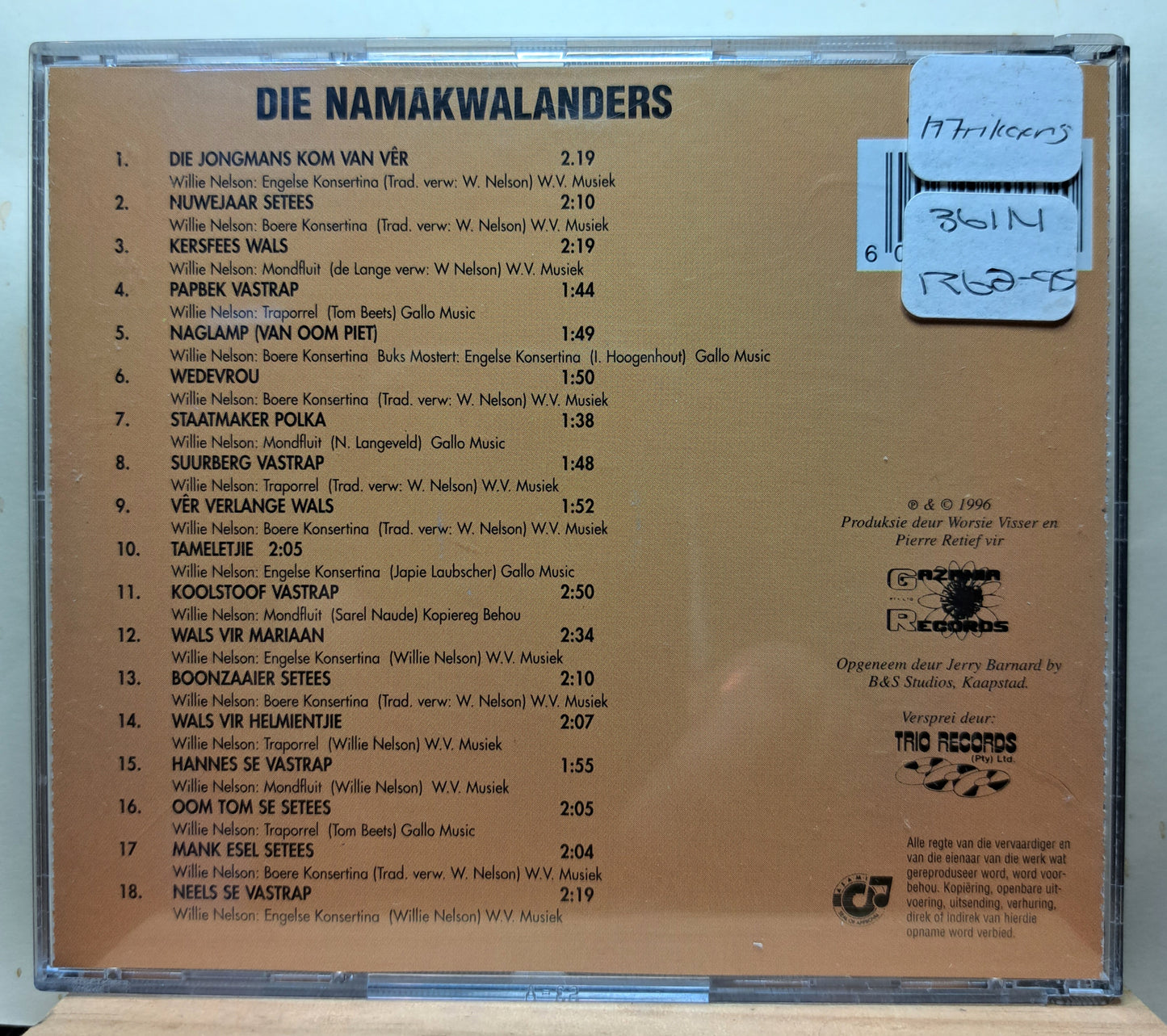 Die Namaqualanders - Namakwaland verlange (cd)