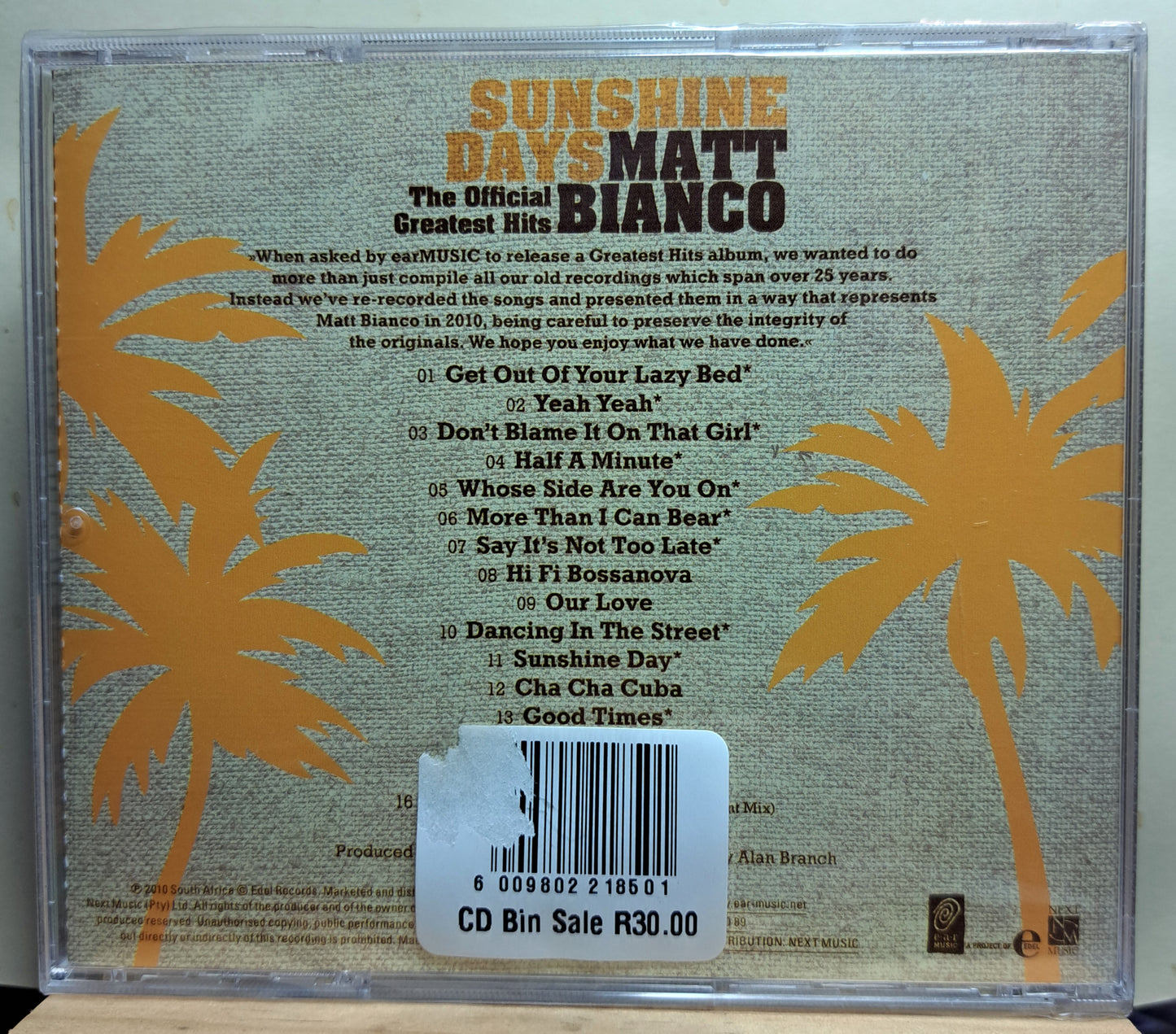 Matt Bianco - Sunshine days, greatest hits (cd)