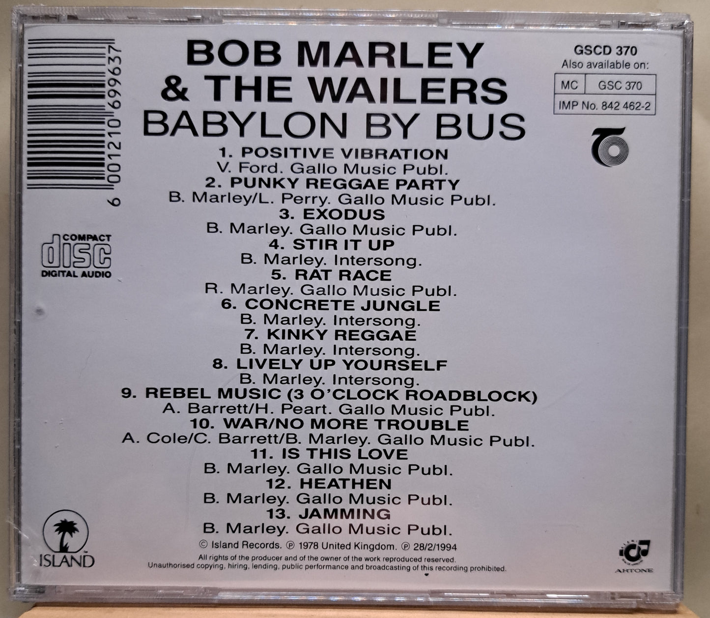 Bob Marley and the Wailers - Babylon by bus (cd, new/sealed)