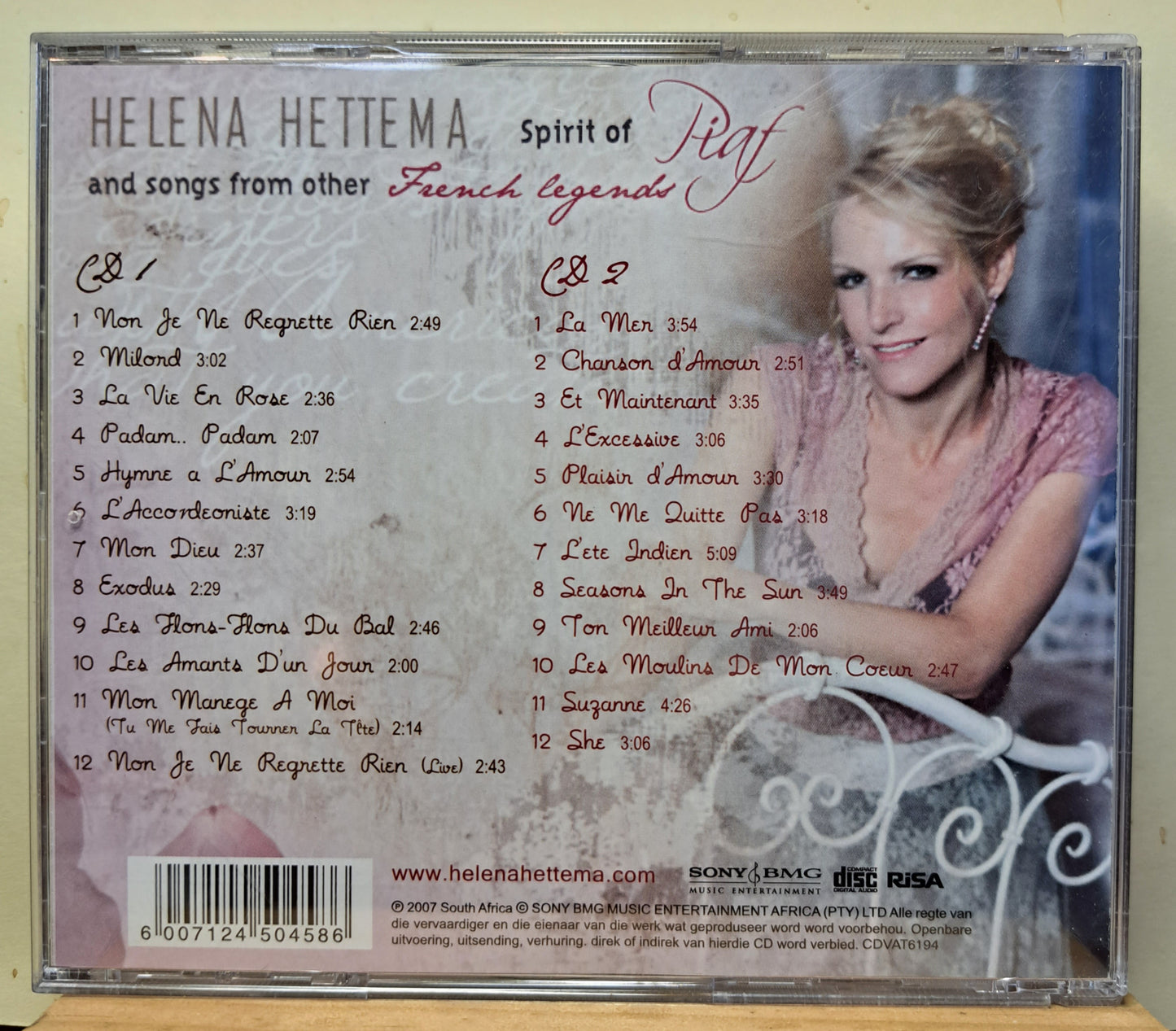 Helena Hettema - Spirit of Piaf and songs from other French legends (double cd)