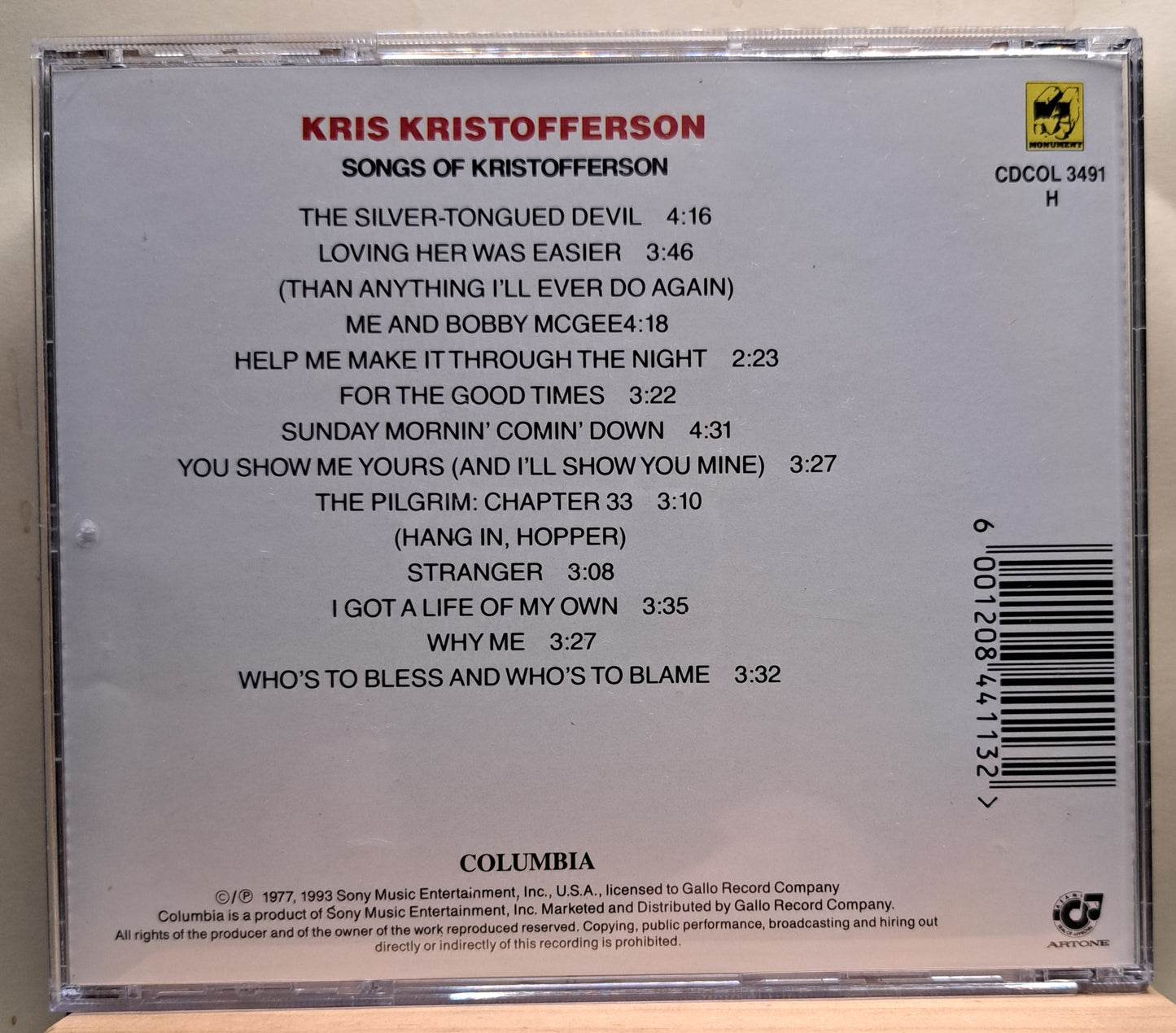 Kris Kristofferson - songs of Kristofferson (cd)