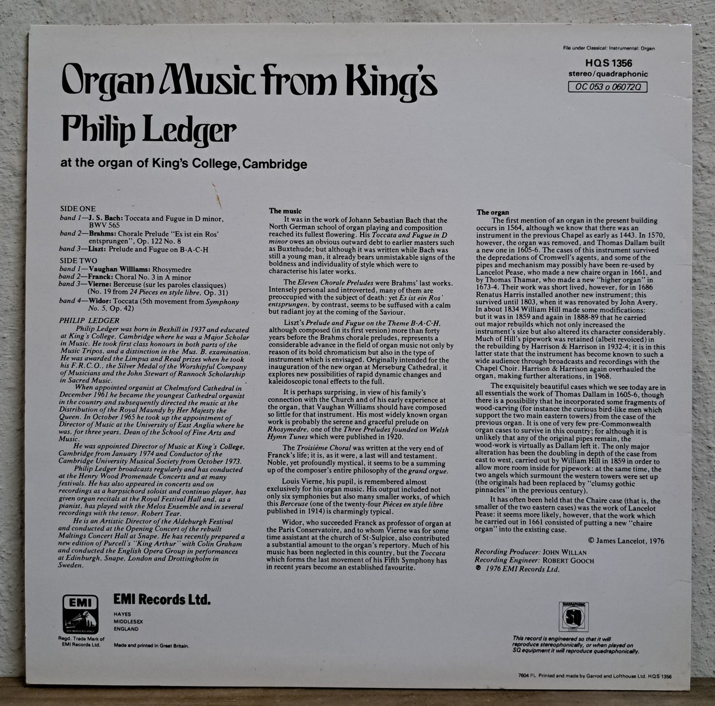 Philip Ledger - Organ music from King's