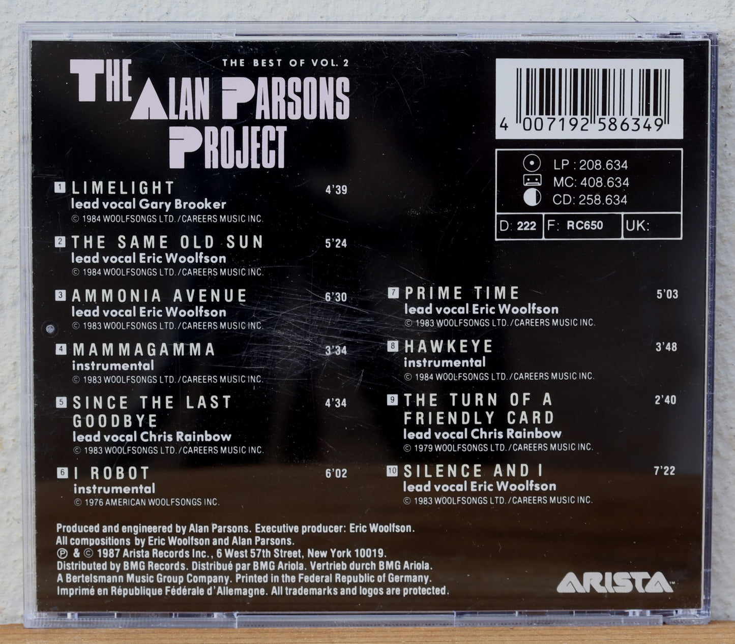 The Alan Parsons Project -Lime Light (The best of Volume 2) cd