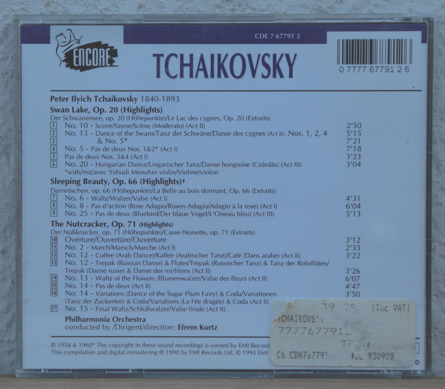 Tchaikovsky - Philharmonia orchestra, conducted by Efrem Kurtz