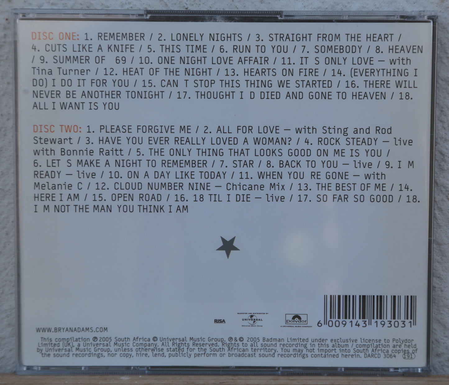 Bryan Adams - Anthology (double disc cd)