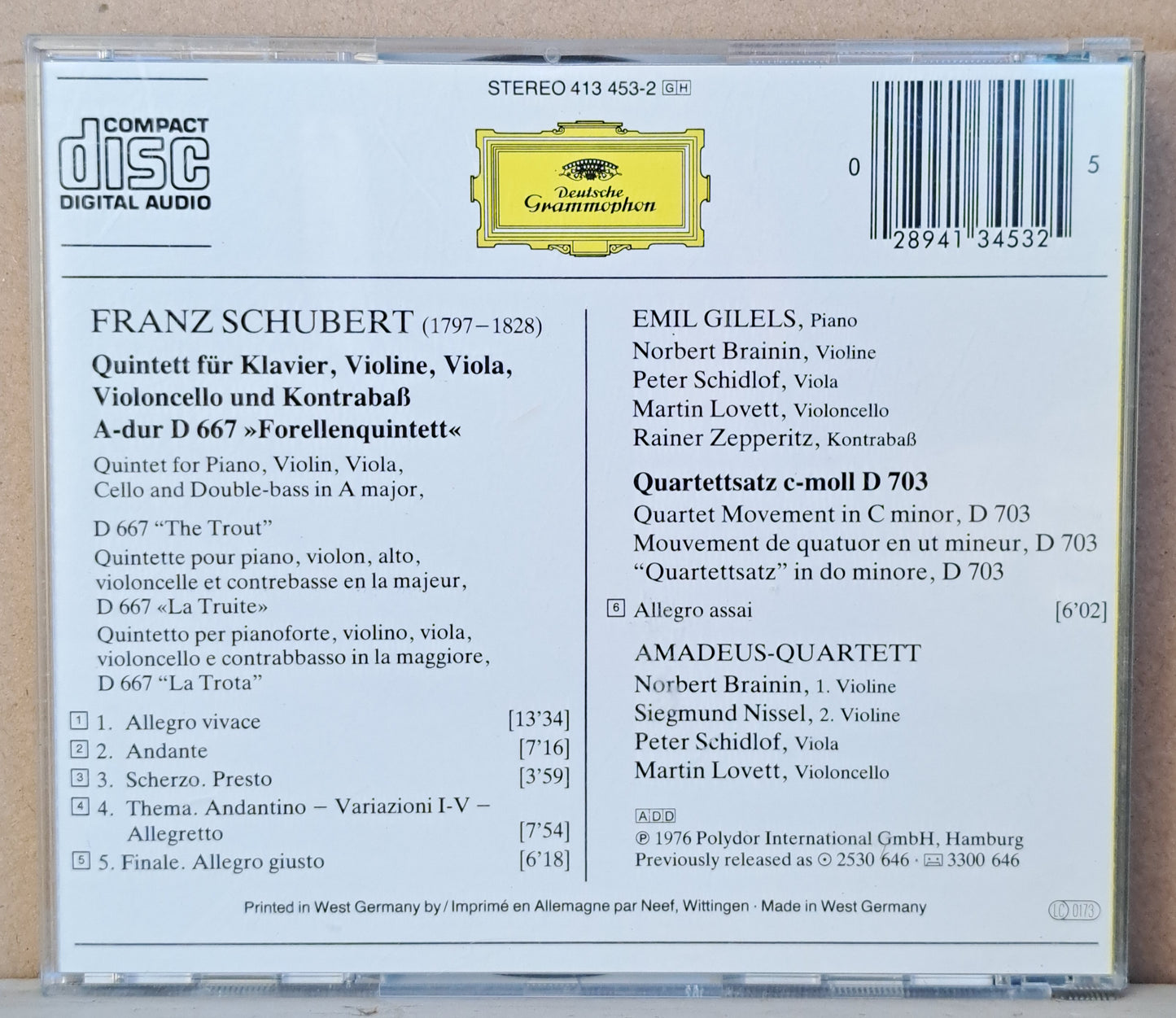 Schubert - Forellen Quintett (cd)