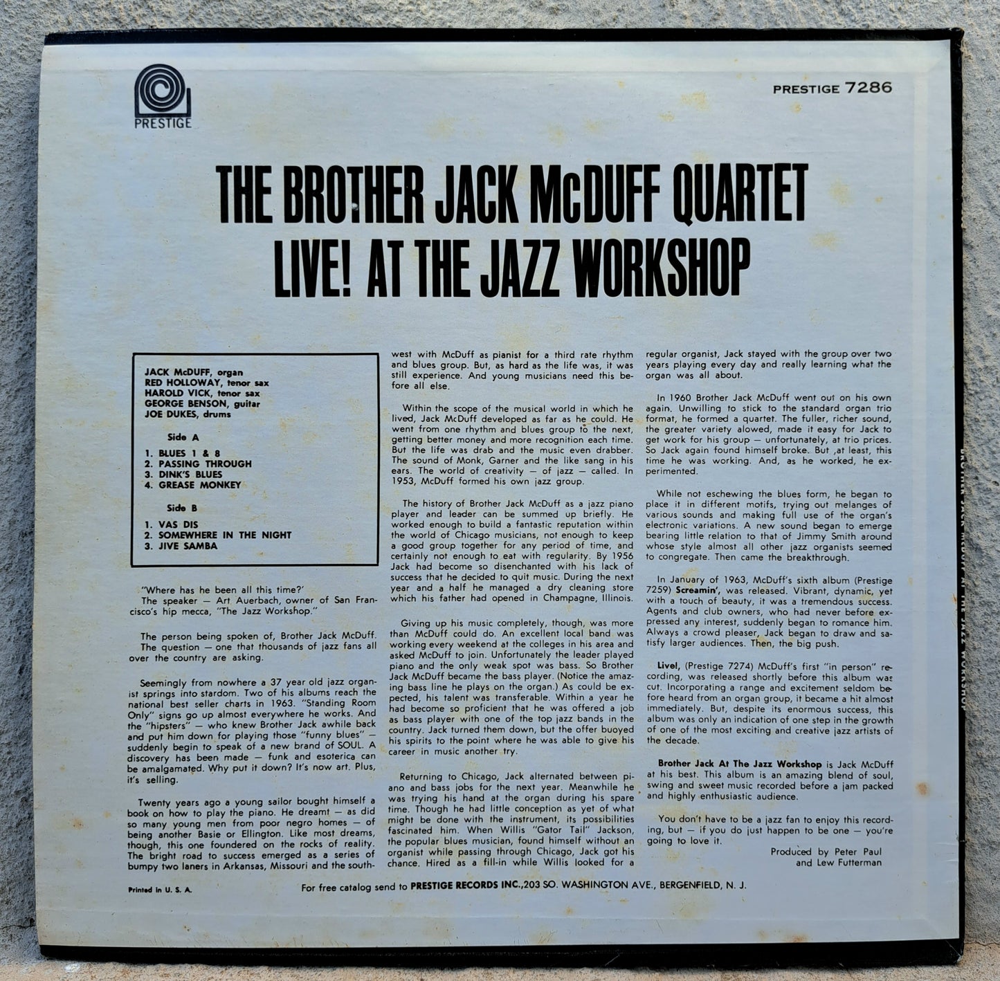 Brother Jack - At the Jazz WORKSHOP