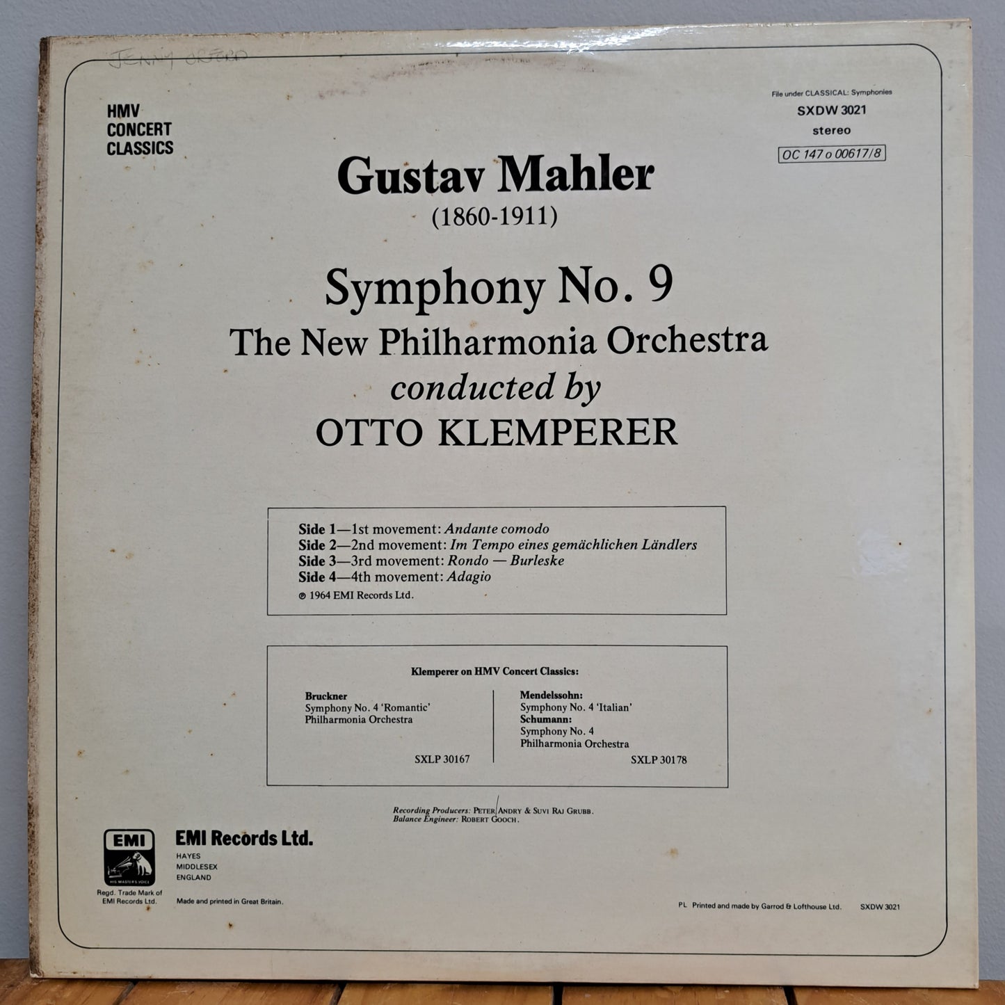 Gustav Mahler - Symphony No.9 (Otto Klemperer)