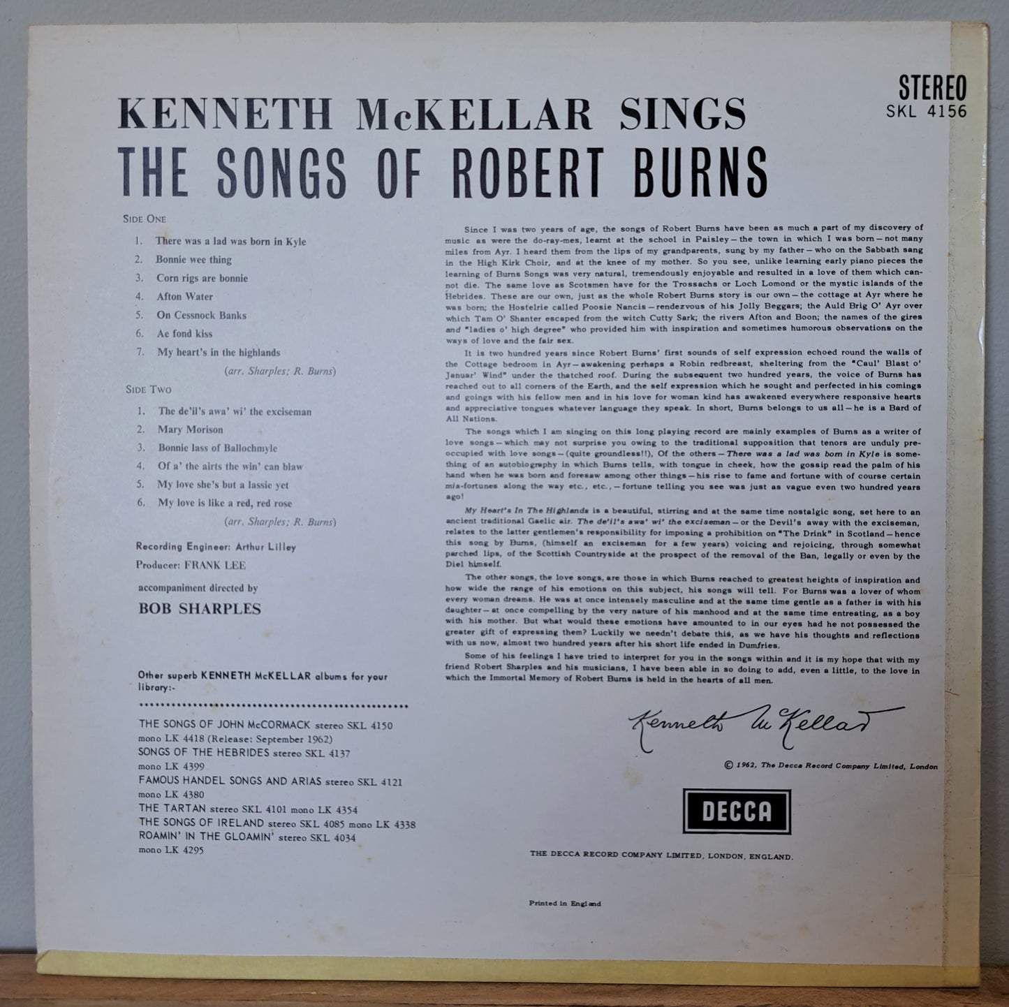 Kenneth McKellar - Sings the songs of Robert Burns