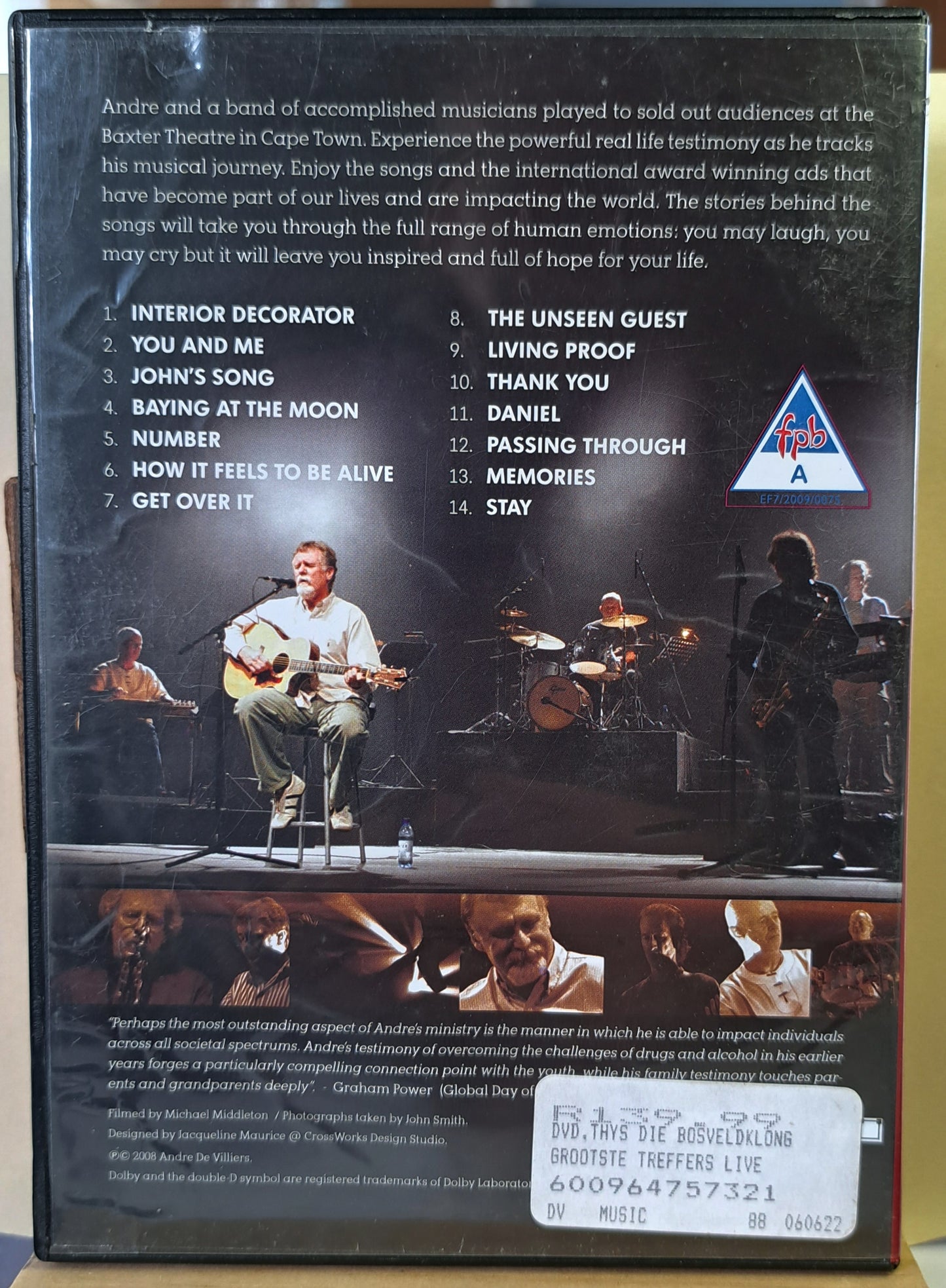 Andre de Villiers - Live at the Baxter Theatre, Cape Town (dvd)