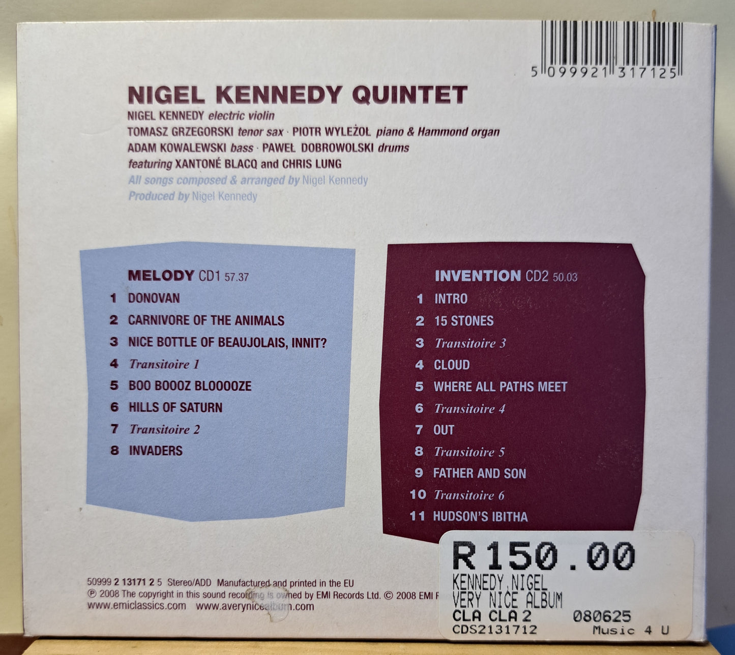 Nigel Kennedy Quintet - a very nice album (double cd)
