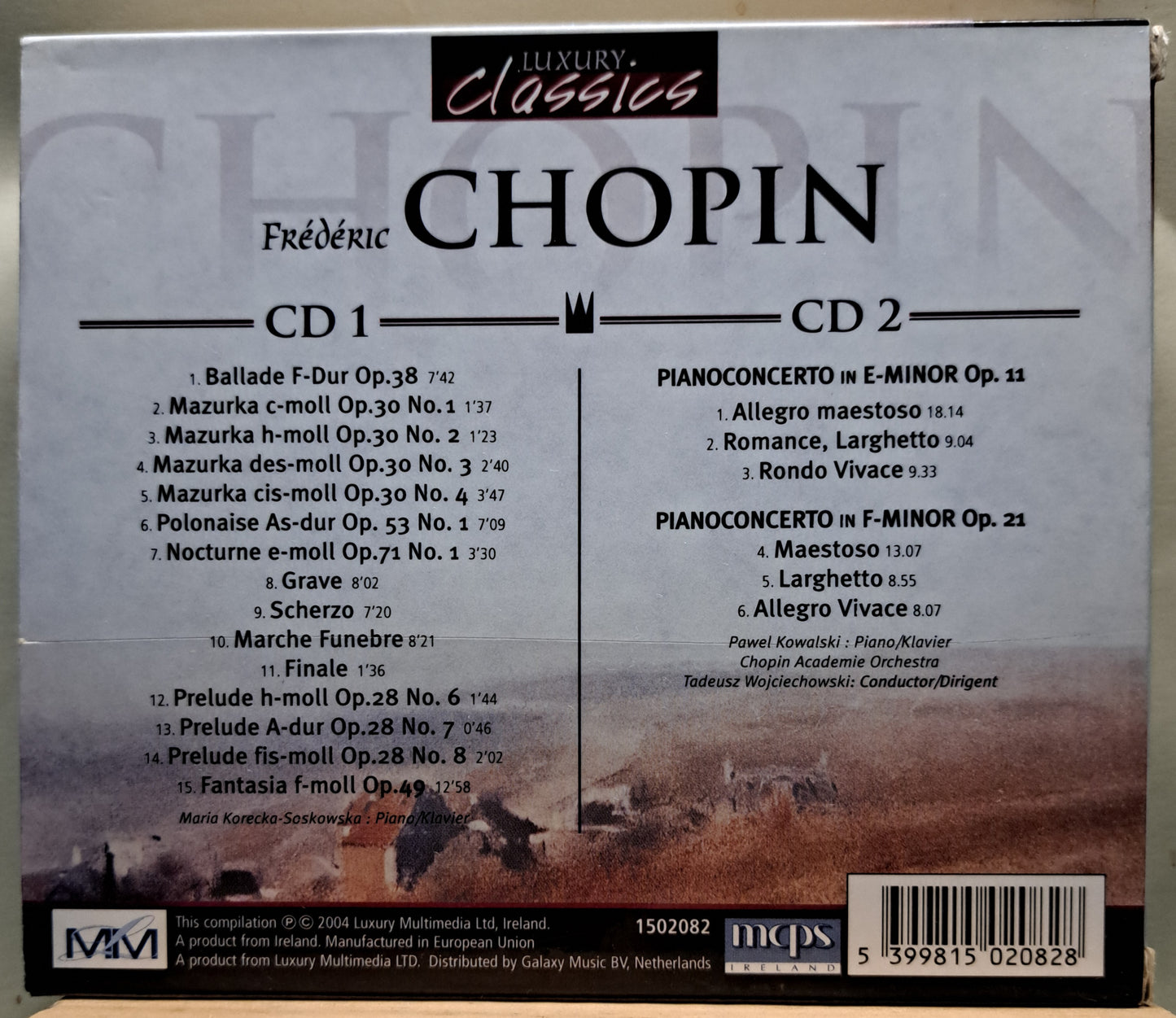 Chopin - Pianoconcerto in E minor Op.11 and F minor Op.21 (double cd)
