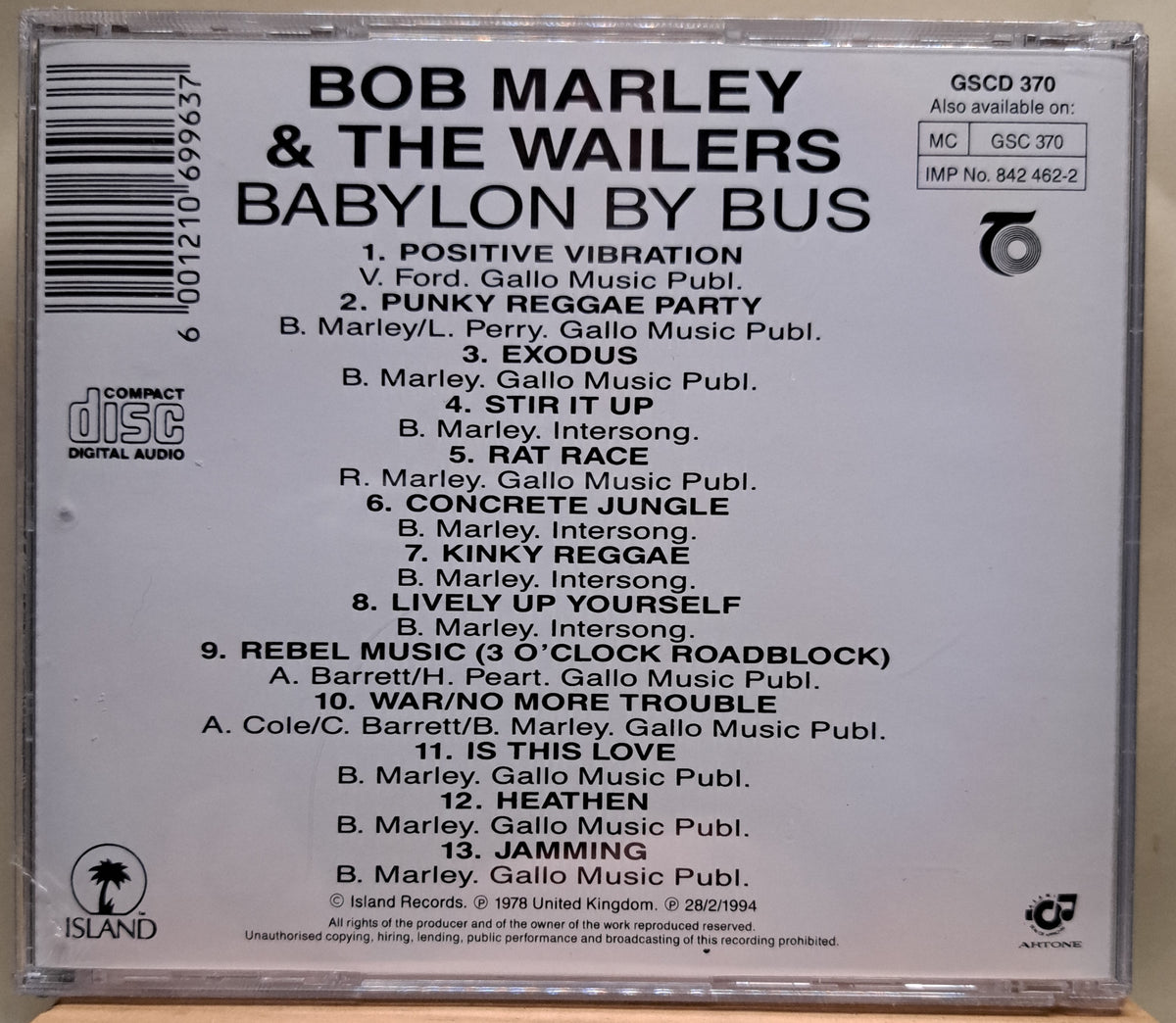 Bob Marley and the Wailers - Babylon by bus (cd, new/sealed)