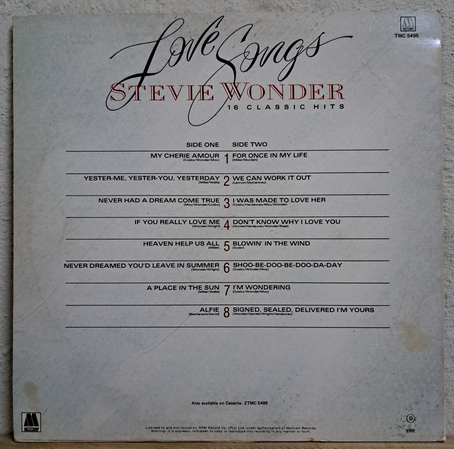 Stevie Wonder - Love Songs, 16 classic hits