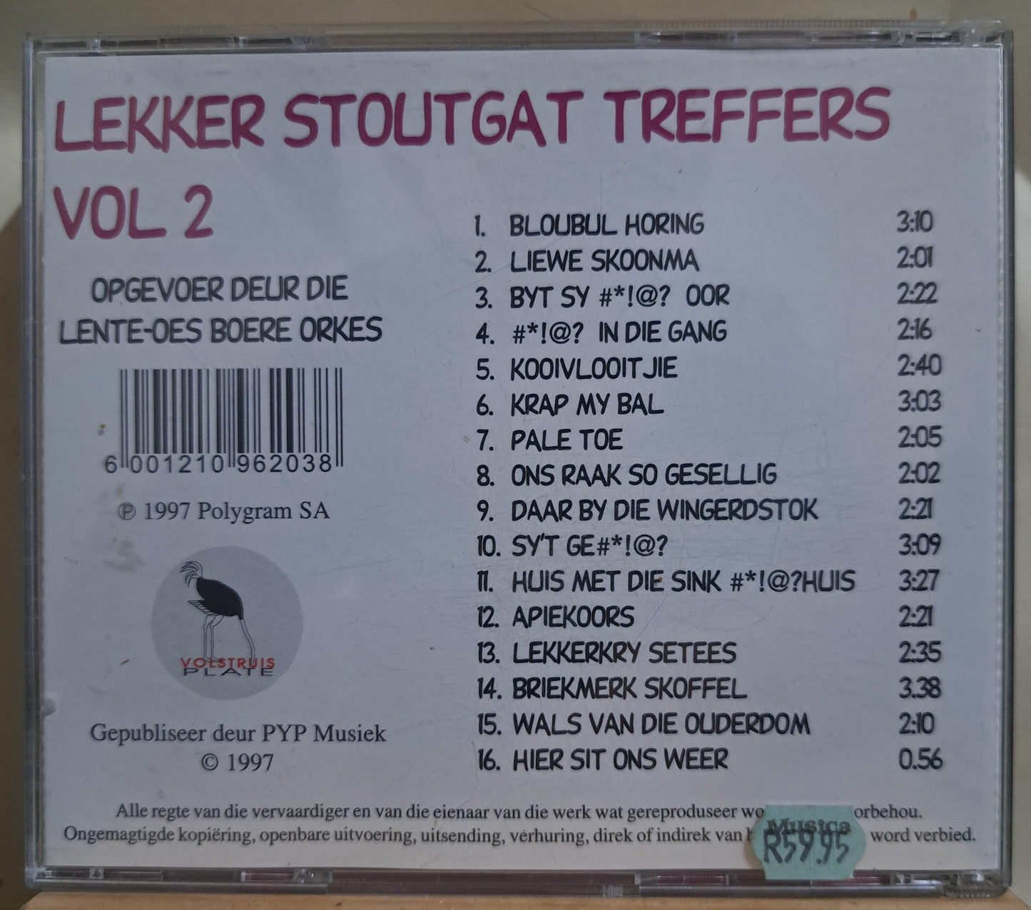 Lente-Oes Boere Orkes - Lekker Stoutgat Treffers Volume 2 (cd)