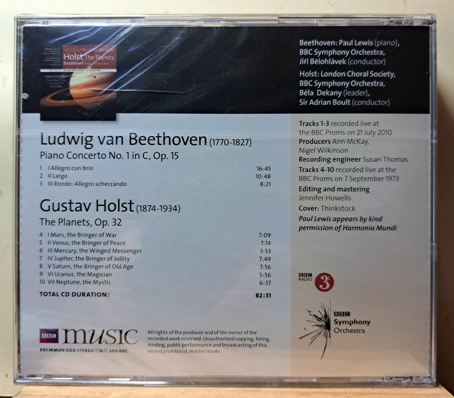 Holst - The Planets and Beethoven, piano Concerto No.1 (cd)