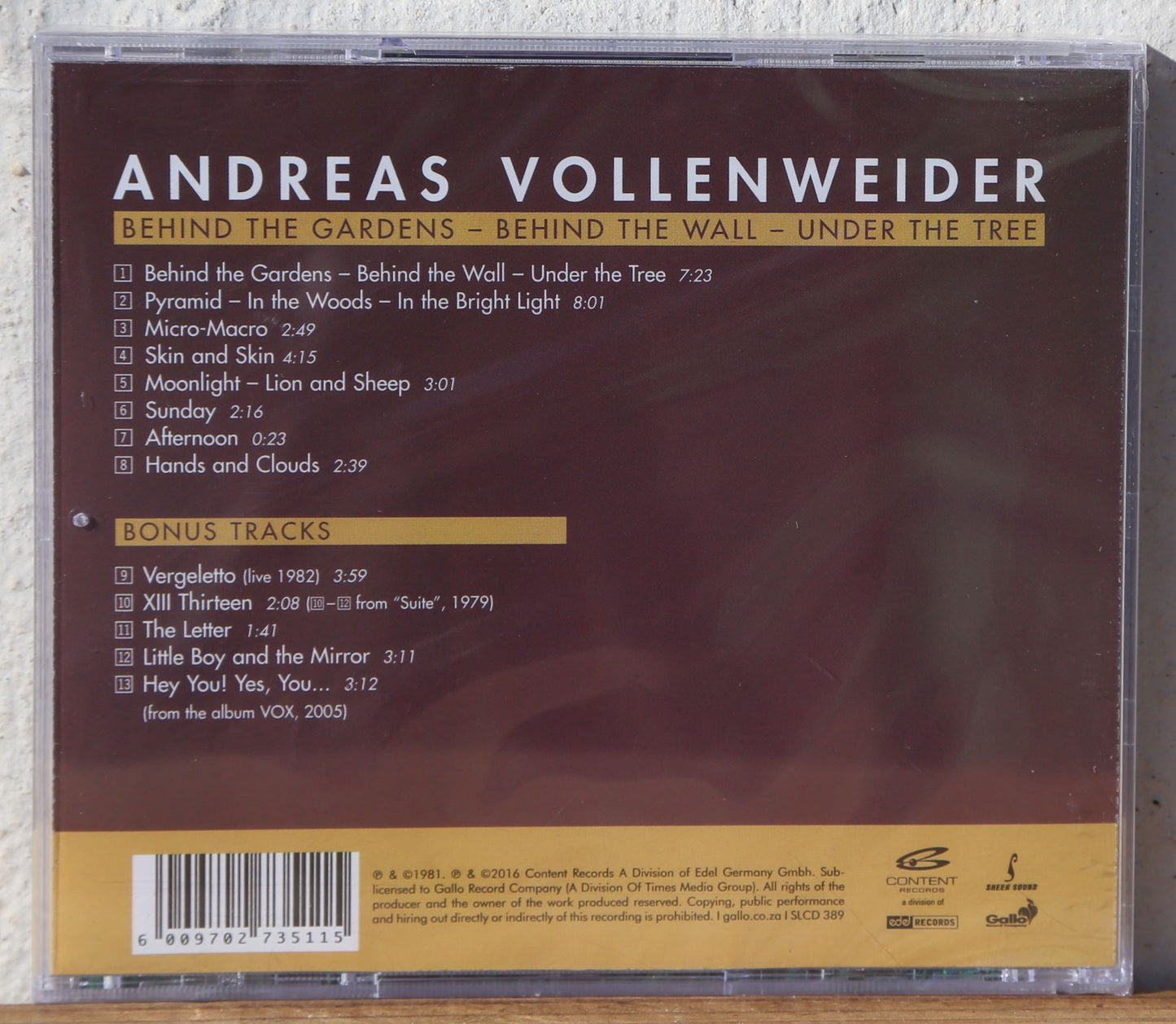 Andreas Vollenweider - Behind The Gardens (new/sealed) cd